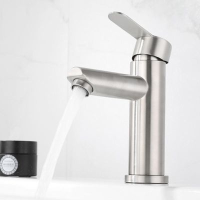 304 Tek Delikli Paslanmaz Çelik Lavabo Bataryası Sıcak ve Soğuk Nikel Fırça