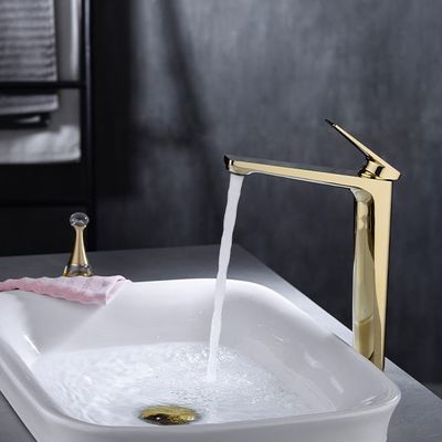 Modern Sıhhi Altın Sıcak ve Soğuk Lavabo Muslukları Tek Kulplu