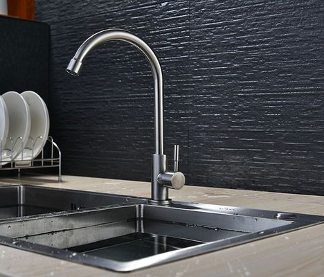 Fırçalanmış Cilalı Tek Kollu Lavabo Bataryası Paslanmaz Çelik Tek Soğuk Su Havzası Musluğu