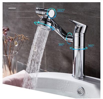 Galvanik 360 Derece Döner Altın Banyo Bataryası Tek Kolu Evye Bataryası Koruyucu
